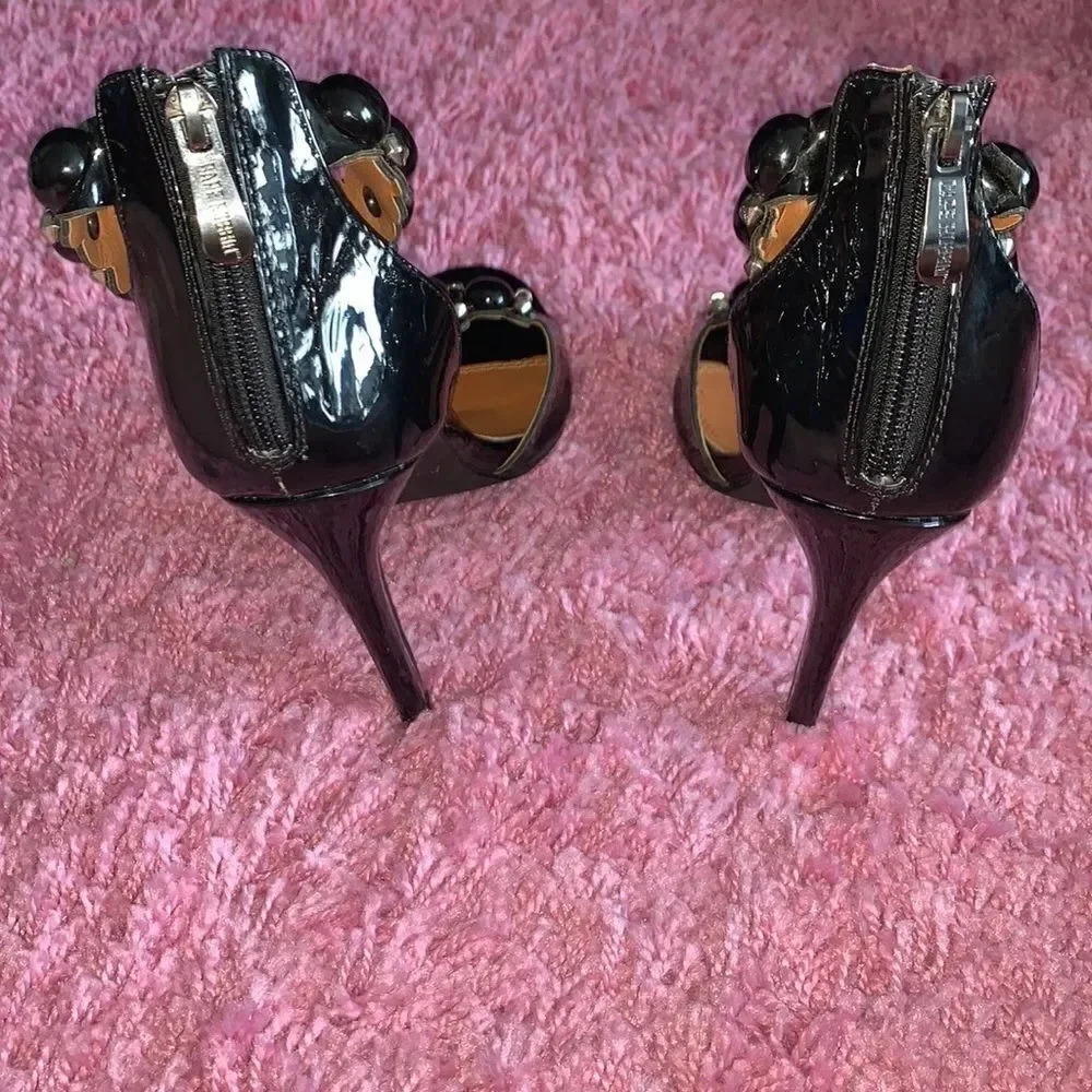 Cape Robbin Beaded Black Strapped Heels Size 7.5 - Picture 4 of 6